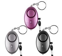 Alarma Personal de Emergencia [Paquete de 3] Qoosea Scream Safesound Alarma 140dB Linterna LED para niños/Mujeres/Ancianos/protección (Negro + Plata + púrpura)