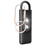 Alarma personal fuerte sirena de 130 dB y luz LED intermitente dual con llavero de cobre (negro)