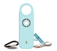 Alarma personal para mujer 135 DB ultra potente, kit de defensa automática con silbato de emergencia + detector puerta/ventana, recargable USB-C, lámpara LED, azul