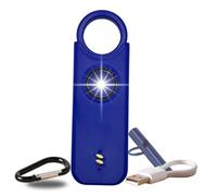 Alarma personal para mujer 135 DB ultra potente, kit de defensa automática con silbato de emergencia + detector puerta/ventana, recargable USB-C, lámpara LED, azul