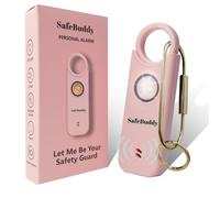 Alarma personal para mujer, diseñada por mujeres, alarma de doble bocina extra fuerte con luz estroboscópica, recargable, alarma de seguridad y llavero de alta calidad (rosa pálido)