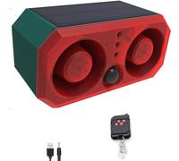Alarma solar con sensor de movimiento para exteriores: alarma de sonido de perro ladrando con 2 x 130 db, 4 modos de trabajo, alarma de disparo de ladridos de perro, grabación y ± ajuste de volumen