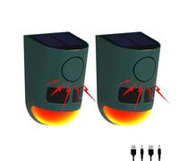 Alarma solar con sensor de movimiento para exteriores - generador de sonido fuerte de 129 dB, detector de movimiento ultrasónico multibanda de alta frecuencia, con luz estroboscópica, para patio