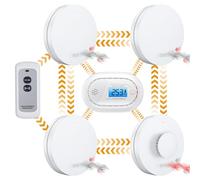 Alarmas de Humo, Calor y monóxido de Carbono interconectadas inalámbricas con batería de 10 años, Control Remoto, certificación CE y preenlazada EN14604:2005/AC:2008-5 Piezas