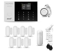 Alarmas para casa hogar WiFi + gsm 4G con Sirena | Kit de Alarma inalámbrico con 1 Sensor de Movimiento y 7 alarmas de Puerta/Ventana | Alarma Tuya Smart Life | HUXGO® HXA005