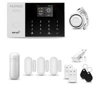 Alarmas para casa hogar WiFi + gsm con Sirena | Kit de Alarma inalámbrico con 1 Sensor de Movimiento y 3 alarmas de Puerta/Ventana | Alarma Tuya Smart Life | HUXGO® HXA005