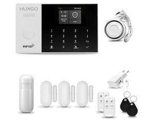 Alarmas para casa hogar WiFi + gsm con Sirena | Kit de Alarma inalámbrico con 1 Sensor de Movimiento y 3 alarmas de Puerta/Ventana | Alarma Tuya Smart Life | HUXGO® HXA005