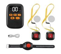 Alarmas personales inalámbricas recargables, 2 botones de pánico, buscapersonas mayores y pacientes con discapacidad en el hogar