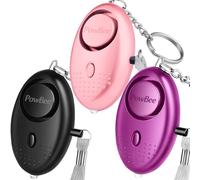 Alarmas personales para mujer, paquete de 3 unidades, reutilizables, aprobadas por la policía, 150 dB, alarmas de seguridad fuertes con luz LED, pequeña alarma de seguridad personal para mujeres