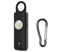 Alarme Personnelle De Sécurité 130 Db Avec Lumière LED Stroboscopique Pour Femmes, Hommes Et Enfants Dispositif De Défense Portable Anti Agression Rechargeable Par USB C Sirène Puissante Noir