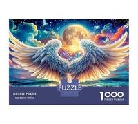Alas Ángel Luz Luna Paquete Águila with Angel Wings Rompecabezas Cartón Premium 1000 Piezas, Juego Desafiante Adultos/Adolescentes, Alivio Estrés, Regalo, Noche Juego Familiar 38x26cm/1000pcs