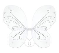 Alas Brillantes de Hadas de Mariposa Alas Blancas de Hadas de Ángel de Mariposa de Tamaño Mediano Accesorio de Disfraz Vestido de Lujo de Ángel para Niñas de 3-8 Años (16,1 x 13,4 Pulgadas)