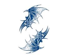 Alas Brújula Texto Palabra Pegatinas de tatuaje impermeables Tatuajes duraderos Arte corporal Tatuaje falso Mujeres Hombres (180 * 110 mm)(005)