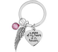 Alas de acero inoxidable en forma de corazón llavero letra Una pieza de mi corazón está en el paraíso llavero, estilo 2Tratamiento muy atractivo