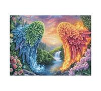 Alas de Agua y Fuego sobre la Cascada Puzzles 500 Piezas Construir DIY 3D Rompecabezas para Adultos Maquetas Educativas Aliviar Estrés Estera Portátil 500 PCS