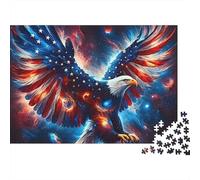 Alas de águila Americana, Rompecabezas de 1000 Piezas para Adultos, águila patriótica, Fuego, Estrellas y Rayas, Premium Calidad, desafiante, Alivio del estrés, Juego Familiar, Regalo, 70x50cm