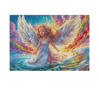 Alas de Ángel Blancas Entre Las Flores Rompecabezas 300 Piezas Cartón Grueso para Parejas Desarrollo Habilidades Pieza Decorativa Casa Pack Completo Regalo Cumpleaños 300 PCS