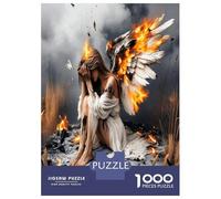 Alas de ángel con Llamas 1000 Piezas Puzzle para Adultos Drama de ángel caído Puzzle Cartón Premium - Antiestrés Y Decoración, Regalo para Mujeres, Hombres Y Mayores Entusiastas 38x26cm/1000pcs