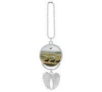 Alas de ángel de la guarda, accesorios colgantes para espejo retrovisor de coche, metal conmemorativo, idílica, escena de la naturaleza, alas de ángel, dijes de coche para mujeres y hombres, adorno