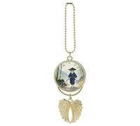 Alas de ángel de la guarda, accesorios para colgar en el espejo retrovisor del coche, metal conmemorativo japonés, samurái, gato, alas de ángel, dijes de coche para mujeres y hombres, adorno colgante