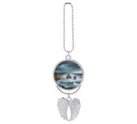 Alas de ángel de la guarda para colgar en el espejo retrovisor del coche, accesorios de metal conmemorativo de doce apóstoles, alas de ángel, dijes de coche para mujeres y hombres, adorno colgante de