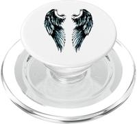 Alas de ángel de Plumas Negras Ideales para godos y ángeles de la Guarda PopSockets PopGrip para MagSafe