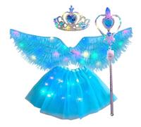 Alas de ángel - Disfraz de ángel con luces LED para niños | 3 modos de iluminación - alas luminosas | Disfraz de ángeles de Halloween | Disfraz para niños para boda, escuela, festival