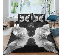 Alas de ángel Elegantes impresión 3D Funda nórdica Microfibra decoración Dormitorio Juego de Cama Tema ángel Suave Transpirable para Adultos jóvenes Single（140x200cm）
