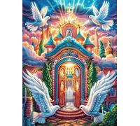 Alas de ángel en el Portal mágico Puzzles 300 Piezas Decorativo Coleccionable Cuento de Hadas mágico de Animales Obra De Arte Rompecabezas Familiar para Adultos Desafío Avanzado DIY Creativo 300 PCS