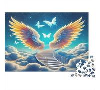 Alas de Ángel Puzzle de 1000 Piezas Papel para Adultos Escalera Entre Nubes y Mariposas Sueño Juego de Puzzle 1000 Piezas Relajación Hogar Regalo 70x50cm/1000pcs