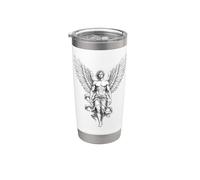Alas de guerrero ángel masculino arte de mitología clásica Vaso térmico de acero inoxidable de doble pared