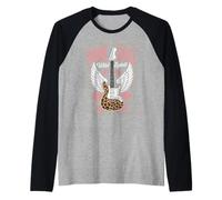 Alas de Guitarra Rock and Roll Wild Spirit para Mujer Camiseta Manga Raglan