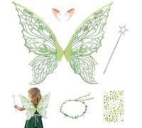 Alas de Hada,Alas de Mariposa, alas de Elfo,Fairy Wings,Alas de Hada Mujer,Fairy Angel Princess Set,Elf Wings with Elf Ears, Halloween,Carnaval,Fiesta Temática (A)