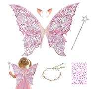 Alas de Hada,Alas de Mariposa, alas de Elfo,Fairy Wings,Alas de Hada Mujer,Fairy Angel Princess Set,Elf Wings with Elf Ears, Halloween,Carnaval,Fiesta Temática (D)