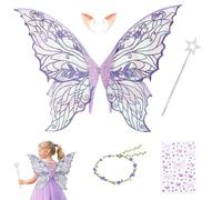 Alas de Hada,Alas de Mariposa, alas de Elfo,Fairy Wings,Alas de Hada Mujer,Fairy Angel Princess Set,Elf Wings with Elf Ears, Halloween,Carnaval,Fiesta Temática (B)
