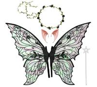 Alas de Hada,Alas de Mariposa para Niños,Fairy Wings,con Orejas de Elfo,Diadema de Hadas y Varitas de Estrella,para Halloween Carnaval Fiesta Temática Cosplay