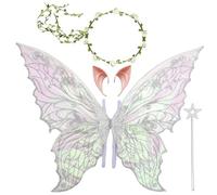 Alas de Hada,Alas de Mariposa para Niños,Fairy Wings,con Orejas de Elfo,Diadema de Hadas y Varitas de Estrella,para Halloween Carnaval Fiesta Temática Cosplay