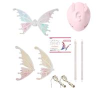 Alas de hadas iluminadas para perros, disfraz de alas brillantes para mascotas con luces LED, cachorro de cosplay de Navidad para perros medianos y grandes, viste a tus perros como mariposa (blanco)