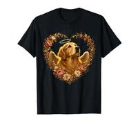 Alas de halo de ángel Golden Retriever Regalos conmemorativos Florales Camiseta gráfica económica