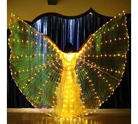 Alas de Isis LED, alas para danza del vientre, alas de mariposa LED de colores con varillas telescópicas, vestuario luminoso para performance, carnaval, escenario, (luz amarilla