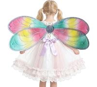 Alas de libélula - Disfraz de cosplay elástico reutilizable ligero | Diseño transparente, alas de hadas para mujeres y niñas con correas ajustables, material de malla resistente | Para