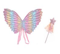 Alas de Mariposa de Colores,Disfraz Infantil de Alas 2 Pcs Alas de Hada Alas y Varitas de Hadas para niñas Accesorios de Disfraces de Princesa de Hadas Fiesta de Navidad Halloween de cumpleaños