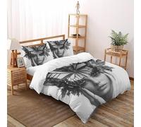 Alas de Mariposa Funda De Edredón 3 Piezas 3D Impresa Aesthetic HumanNature con Funda Almohada Double（200x200cm） Microfibra Juego De Cama para para Niñosy Hombres