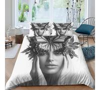 Alas de Mariposa Funda Nordica Algodon 3 Piezas con Impresión En 3D Aesthetic HumanNature con 2 Fundas De Almohada King（220x240cm） 100% Microfibra Ropa De Cama