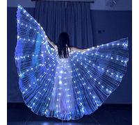 Alas de mariposa LED de hadas, alas de hada Isis alas de danza del vientre, 360 grados, con varillas telescópicas, alas luminosas para danza del vientre, para espectáculos de Halloween, fiesta de