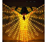 Alas de Mariposa LED, Disfraz de Danza del Vientre Iluminada de 57 Pulgadas Multicolor con Palos Telescópicos para Adultos Navidad Halloween Fiesta (Amarillo)