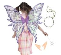 Alas de mariposa para mujer - Viste alas de ángel de mariposa con guirnalda floral y orejas de , disfraz de cosplay para escenario, boda, vacaciones, actuaciones, princesa, juegos de rol