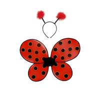 Alas de mariquita con diadema de Great Pretenders de Creative Education of Canada, color rojo y negro (talla nica)