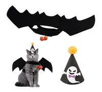 Alas de Murciélago Gato con Campana de Calabaza, Capa de Mascota para Halloween Disfraz de Halloween para Mascotas Apto para Cachorros y Gatitos Cosplay