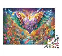 Alas del Corazón Fantasía Rompecabezas 1000 Piezas Devoción Alada Ilustrados Papel DIY Desafío Imposible Adultos Familia Regalo Familiar Navidad 70x50cm/1000pcs